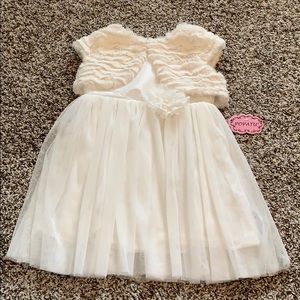 Popatu white dress with fur shrug - NWT - 2T